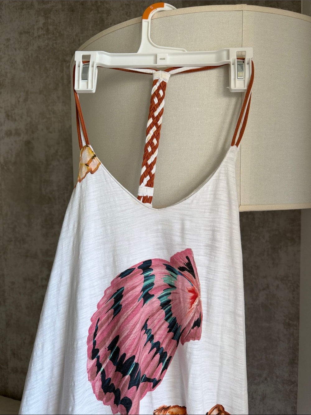 Jazmín Chebar Cotton Maxi Dress Seashell Print Braided Back Resort Beach - Picture 2 of 5